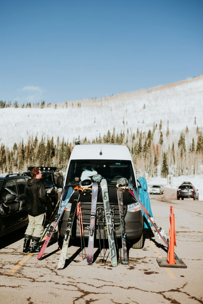 Skis on rental vehicle